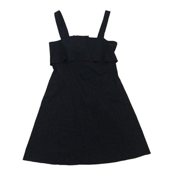 Theory Drape Back Dress Size 10 Black Linen Blend Stretch Sleeveless Fit & Flare - Picture 4 of 14